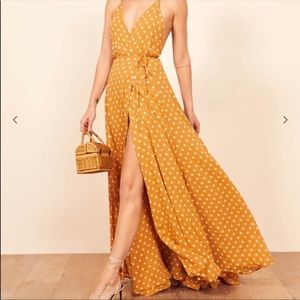COPY - Reformation Yellow Polka Dot Dress